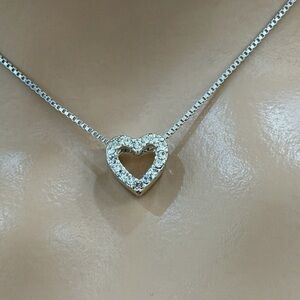 Beautiful Silver-Tone Open Heart Pendant with Crystal Accents
